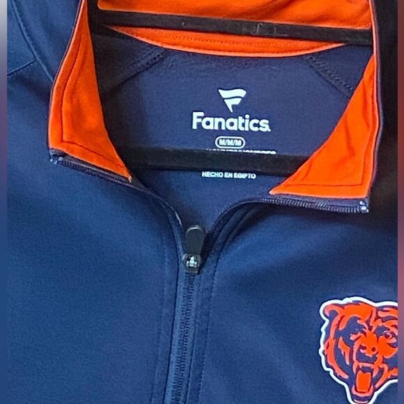 Chicago Bears Navy Orange 1/4 Zip Pullover FANATICS NFL Apparel Men’s Sz Med - Picture 4 of 5